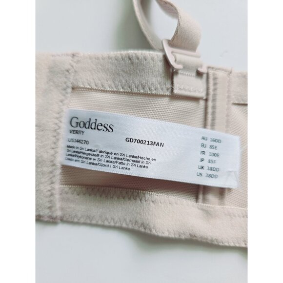 Goddess Verity Lace Unlined Underwire Beige Full Coverage Convertible Bra 38DD - Picture 10 of 11